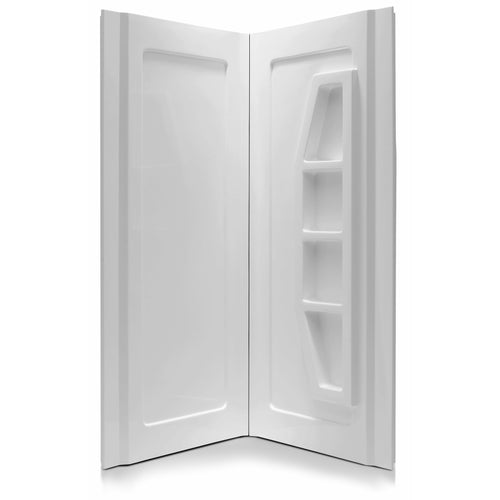 Sharman 36 in. x 36 in. x 74 in. 2-piece DIY Friendly Corner Shower Surround in White- Anzzi