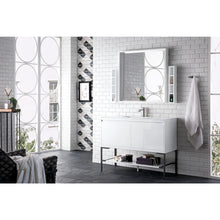 Load image into Gallery viewer, James Martin Milan 47.3&quot; Glossy White - Matte Black Single Vanity