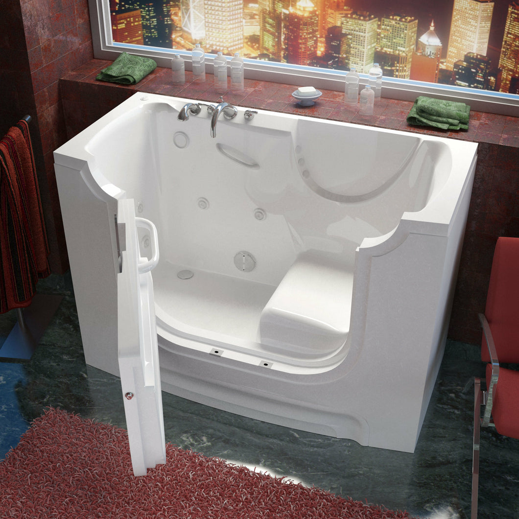MediTub Wheel Chair Accessible 30 x 60 Left Drain White Whirlpool Jetted Wheelchair Accessible Bathtub- Meditub