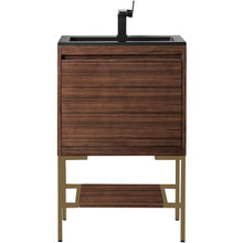 Load image into Gallery viewer, James Martin Milan 23.6&quot; Mid Century Walnut - Radiant Gold Single Vanity with Base- James Martin