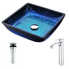 Load image into Gallery viewer, Viace Series Deco-Glass Vessel Sink in Blazing Blue with Harmony Faucet in Chrome- Anzzi