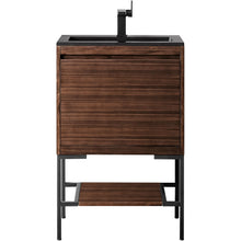 Load image into Gallery viewer, James Martin Milan 23.6&quot; Mid Century Walnut - Matte Black Single Vanity with Base- James Martin