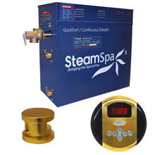 Load image into Gallery viewer, SteamSpa Oasis 9 KW QuickStart Acu-Steam Bath Generator Package in Polished Gold- SteamSpa