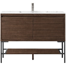 Load image into Gallery viewer, James Martin Milan 47.3&quot; Mid Century Walnut - Matte Black Single Vanity- James Martin
