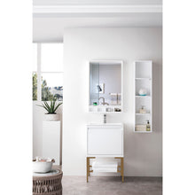 Load image into Gallery viewer, James Martin Milan 23.6&quot; Glossy White - Radiant Gold Single Vanity with Base