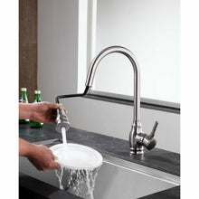 Load image into Gallery viewer, Bell Single-Handle Pull-Out Sprayer Kitchen Faucet in Brushed Nickel- Anzzi