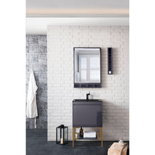 Load image into Gallery viewer, James Martin Milan 23.6&quot; Modern Grey Glossy - Radiant Gold Single Vanity with Base