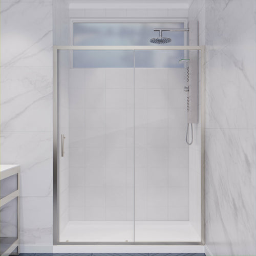 Halberd 48 in. x 72 in. Framed Shower Door with TSUNAMI GUARD in Brushed Nickel- Anzzi