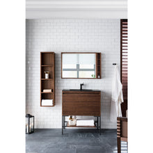 Load image into Gallery viewer, James Martin Milan 31.5&quot; Mid Century Walnut - Matte Black Single Vanity with Base