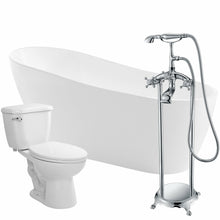 Load image into Gallery viewer, Trend 67 in. Acrylic Flatbottom Non-Whirlpool Bathtub with Tugela Faucet and Kame 1.28 GPF Toilet- Anzzi