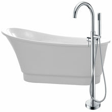 Load image into Gallery viewer, Prima 67 in. Acrylic Flatbottom Non-Whirlpool Bathtub in White with Kros Faucet in Polished Chrome- Anzzi