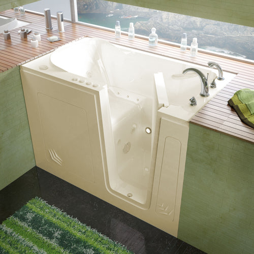 MediTub Walk-In 30 x 54 Right Drain Biscuit Whirlpool & Air Jetted Walk-In Bathtub- Meditub