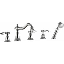 Load image into Gallery viewer, Patriarch 2-Handle Deck-Mount Roman Tub Faucet with Handheld Sprayer in Polished Chrome- Anzzi