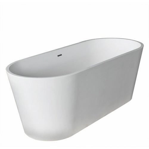 Kosima 5.6 ft. Solid Surface Center Drain Freestanding Bathtub in Matte White- Anzzi