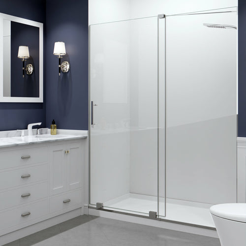 Longboat Series 60 in. x 76 in. Semi-Frameless Shower Door with TSUNAMI GUARD in Polished Chrome- Anzzi