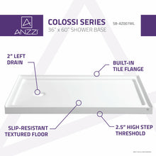 Load image into Gallery viewer, Colossi Series 60 in. x 36 in. Shower Base in White- Anzzi