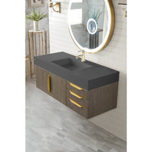 Load image into Gallery viewer, James Martin Mercer Island 48&quot; Ash Gray - Radiant Gold Single Vanity