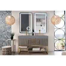 Load image into Gallery viewer, James Martin Columbia 59&quot; Ash Gray - Radiant Gold Double Vanity