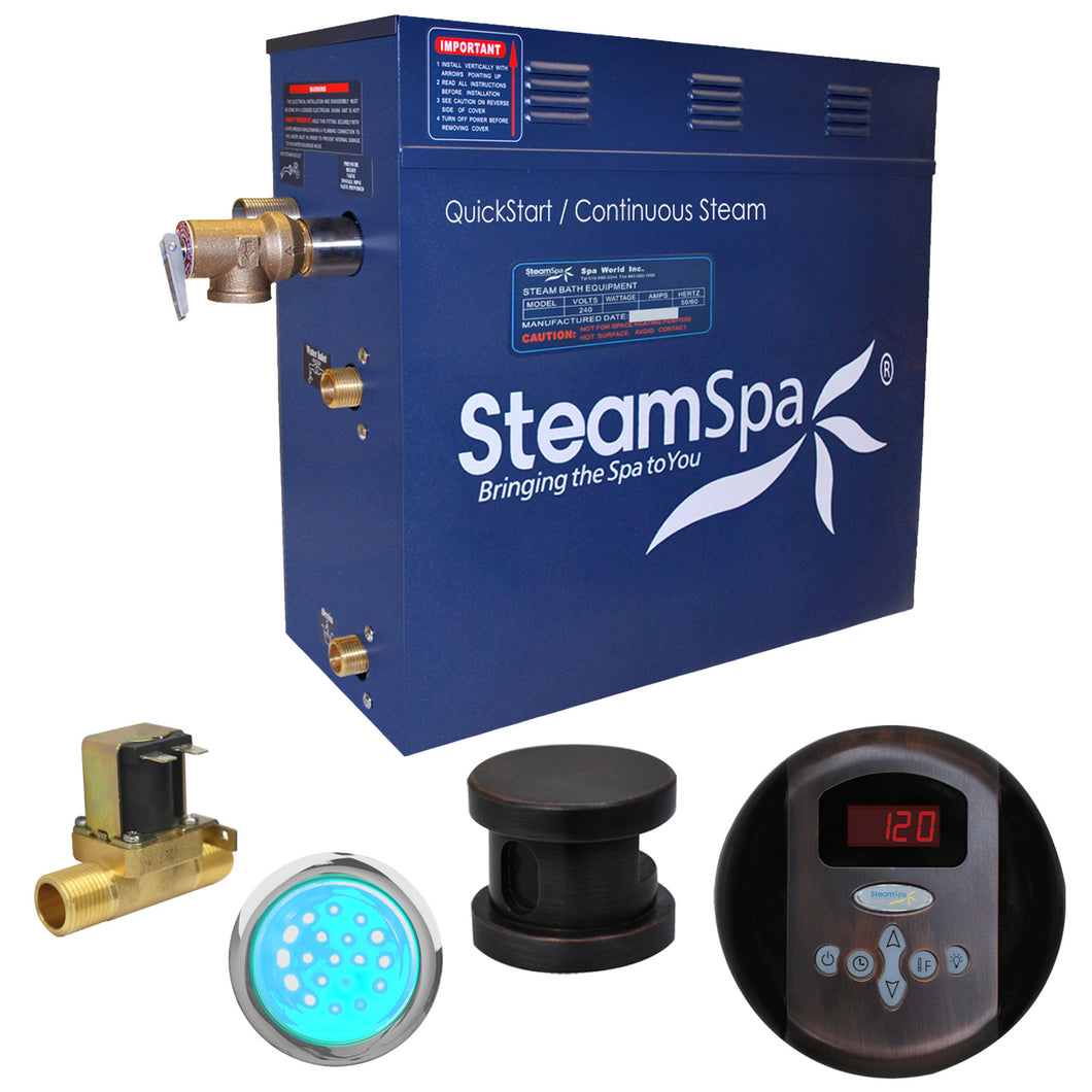 SteamSpa Indulgence 9 KW QuickStart Acu-Steam Bath Generator Package with Built-in Auto Drain in Oil Rubbed Bronze- SteamSpa