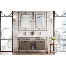 Load image into Gallery viewer, James Martin Boston 63&quot; Stainless Steel Sink Console (Double Basins) With Cabinet- James Martin