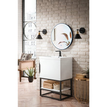 Load image into Gallery viewer, James Martin Columbia 24&quot; Glossy White - Matte Black Single Vanity