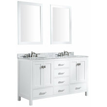 Load image into Gallery viewer, Chateau 60 in. W x 22 in. D Bathroom Vanity Set in White with Carrara Marble Top with White Sink- Anzzi
