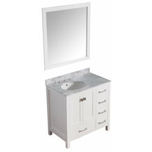 Load image into Gallery viewer, Chateau 36 in. W x 22 in. D Bathroom Bath Vanity Set in White with Carrara Marble Top with White Sink- Anzzi