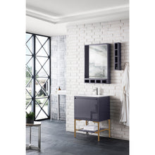 Load image into Gallery viewer, James Martin Milan 23.6&quot; Modern Grey Glossy - Radiant Gold Single Vanity with Base