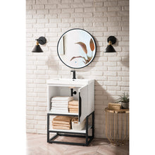 Load image into Gallery viewer, James Martin Columbia 24&quot; Glossy White - Matte Black Single Vanity