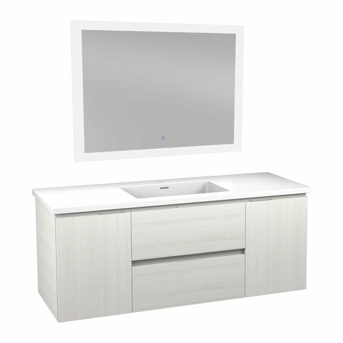48 in W x 20 in H x 18 in D Bath Vanity in Rich White with Cultured Marble Vanity Top in White with White Basin & Mirror- Anzzi