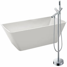 Load image into Gallery viewer, Zenith 67 in. Acrylic Soaking Bathtub in White with Havasu Faucet in Polished Chrome- Anzzi