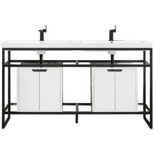 Load image into Gallery viewer, James Martin Boston 63&quot; Matte Black Stainless Steel Sink Console (Double Basins) With Cabinet- James Martin
