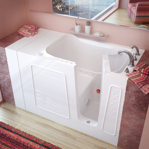 MediTub Walk-In 30 x 53 Right Drain White Whirlpool & Air Jetted Walk-In Bathtub- Meditub