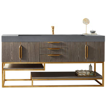 Load image into Gallery viewer, James Martin Columbia 72&quot; Ash Gray - Radiant Gold Single Vanity- James Martin