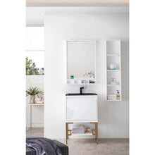 Load image into Gallery viewer, James Martin Milan 23.6&quot; Glossy White - Radiant Gold Single Vanity with Base