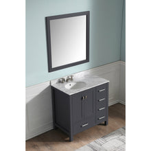 Load image into Gallery viewer, Chateau 36 in. W x 22 in. D Bathroom Bath Vanity Set in Gray with Carrara Marble Top with White Sink- Anzzi