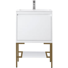 Load image into Gallery viewer, James Martin Milan 23.6&quot; Glossy White - Radiant Gold Single Vanity with Base- James Martin