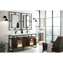 Load image into Gallery viewer, James Martin Boston 63&quot; Matte Black Stainless Steel Sink Console (Double Basins) With Cabinet
