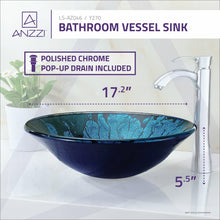 Load image into Gallery viewer, Key Series Deco-Glass Vessel Sink in Lustrous Blue and Black- Anzzi