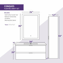 Load image into Gallery viewer, 39 in. W x 20 in. H x 18 in. D Bath Vanity Set in Dark Brown with Vanity Top in White with White Basin and Mirror- Anzzi