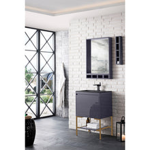 Load image into Gallery viewer, James Martin Milan 23.6&quot; Modern Grey Glossy - Radiant Gold Single Vanity with Base