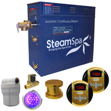 Load image into Gallery viewer, SteamSpa Royal 7.5 KW QuickStart Acu-Steam Bath Generator Package with Built-in Auto Drain in Polished Gold- SteamSpa