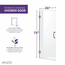 Load image into Gallery viewer, Fellow Series 24 in. by 72 in. Frameless Hinged shower door in Brushed Nickel with Handle- Anzzi