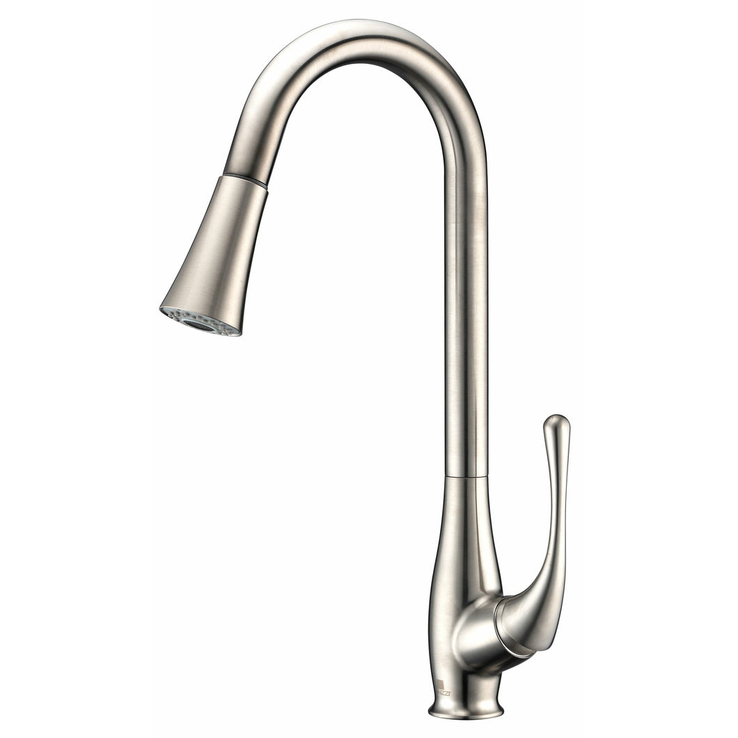 Singer Series Single-Handle Pull-Down Sprayer Kitchen Faucet in Brushed Nickel- Anzzi