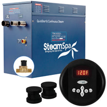 Load image into Gallery viewer, SteamSpa Oasis 10.5 KW QuickStart Acu-Steam Bath Generator Package with Built-in Auto Drain in Matte Black- SteamSpa