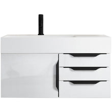 Load image into Gallery viewer, James Martin Mercer Island 36&quot; Glossy White - Matte Black Single Vanity- James Martin