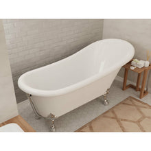 Load image into Gallery viewer, 67.32” Diamante Slipper-Style Acrylic Claw Foot Tub in White- Anzzi