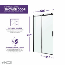 Load image into Gallery viewer, Rhodes Series 60 in. x 76 in. Frameless Sliding Shower Door with Handle in Matte Black- Anzzi