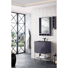 Load image into Gallery viewer, James Martin Milan 23.6&quot; Modern Grey Glossy - Brushed Nickel Single Vanity with Base