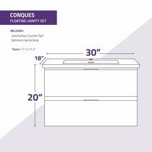 Load image into Gallery viewer, Conques 30 in W x 20 in H x 18 in D Bath Vanity in Rich White with Cultured Marble Vanity Top in White with White Basin- Anzzi